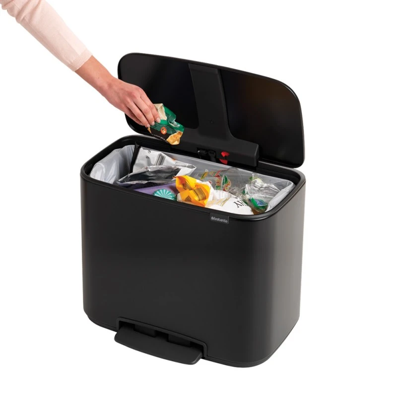 Кош за смет Brabantia Bo Pedal 36L, Matt Black, Черен